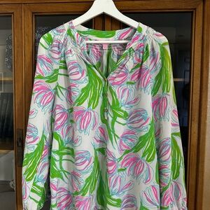 Lilly Pulitzer Pink and Green Floral Elsa Top